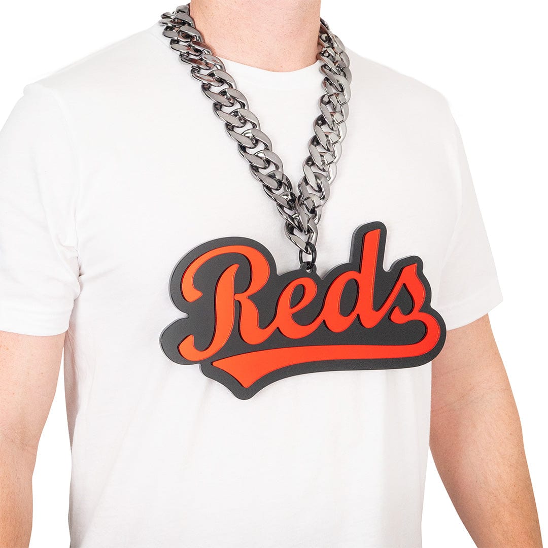 Cincinnati Reds Script Images Cincinnati Reds Script Logo MLB Chromatic Turnover Chain - TrophySmack