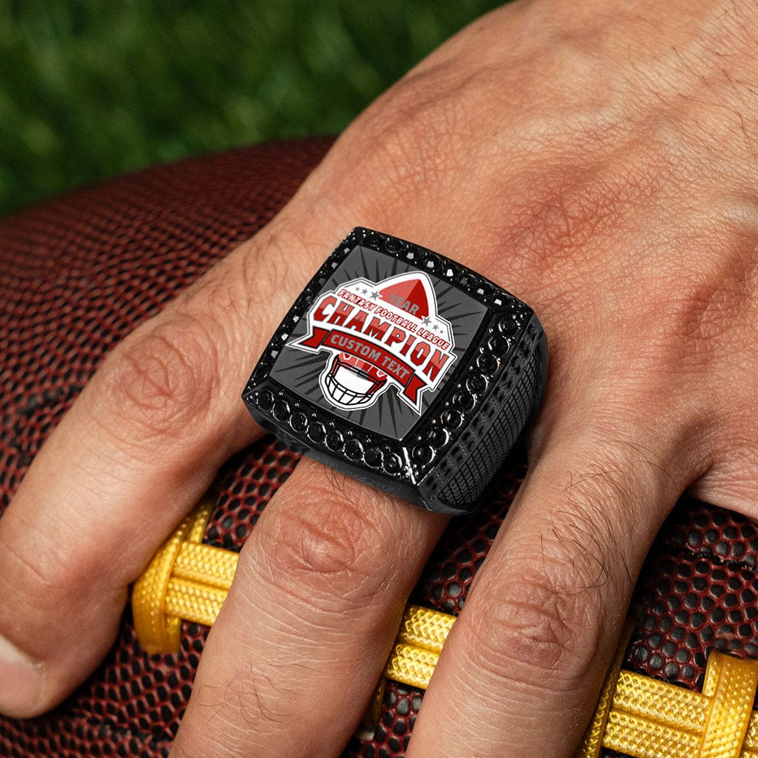 Nfl Rings Custom Custom Fantasy Football Championship Ring - Gunmetal - TrophySmack