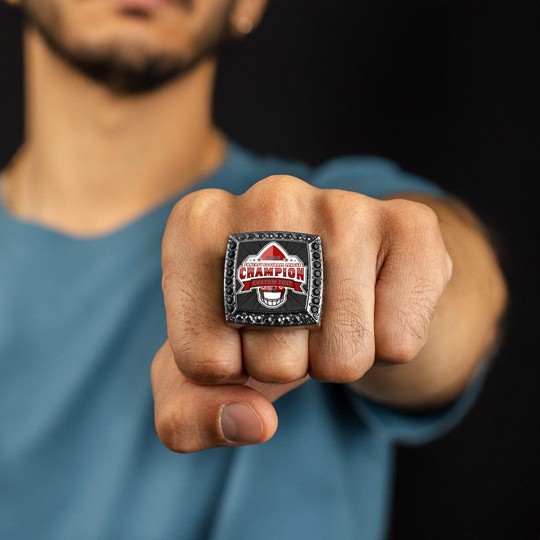 TrophySmack Custom Fantasy Football Championship Ring - Gunmetal