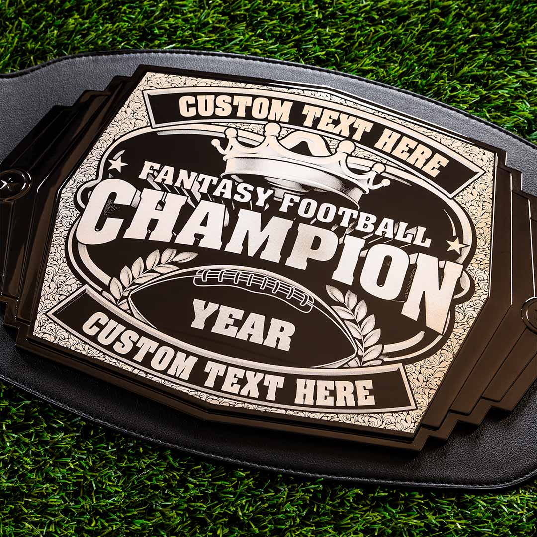 TrophySmack Fantasy Football Champion Engraved Championship Belt - Gun Metal