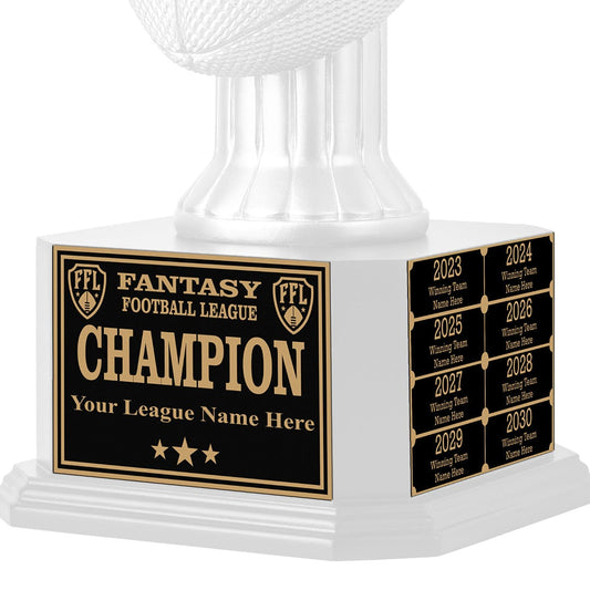 TrophySmack Fantasy Football Perpetual Square Base Trophy Engravings - Black/Gold (Amazon)