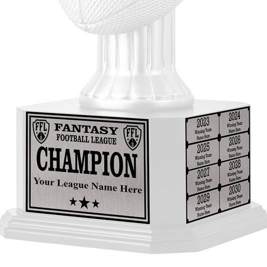 TrophySmack Fantasy Football Perpetual Square Base Trophy Engravings - Silver (Amazon)