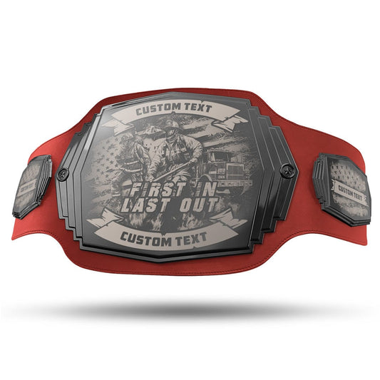 TrophySmack Fire Engraved Championship Belt - Gunmetal Gray