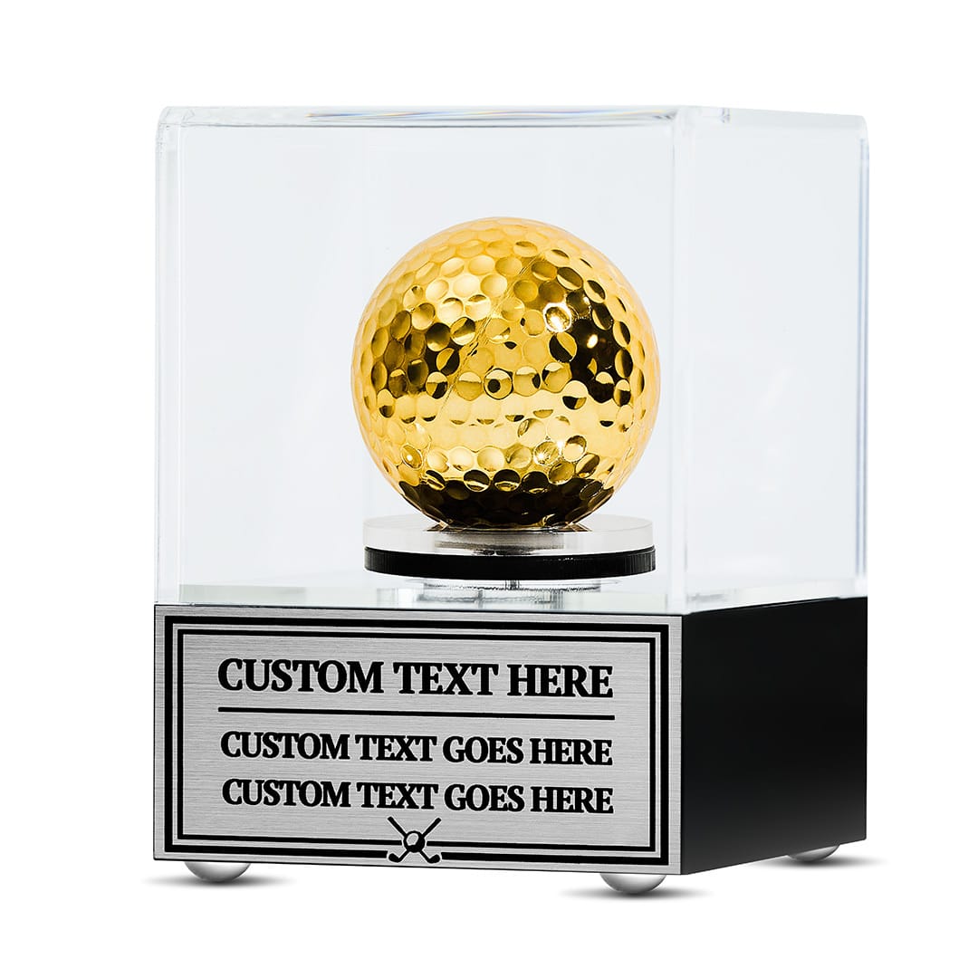 TrophySmack Golden Golf Ball Award Spinning Case