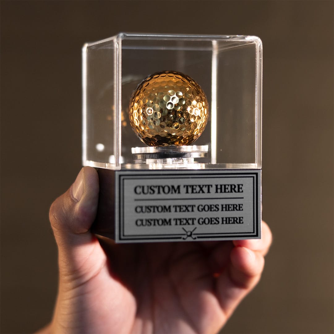 TrophySmack Golden Golf Ball Award Spinning Case