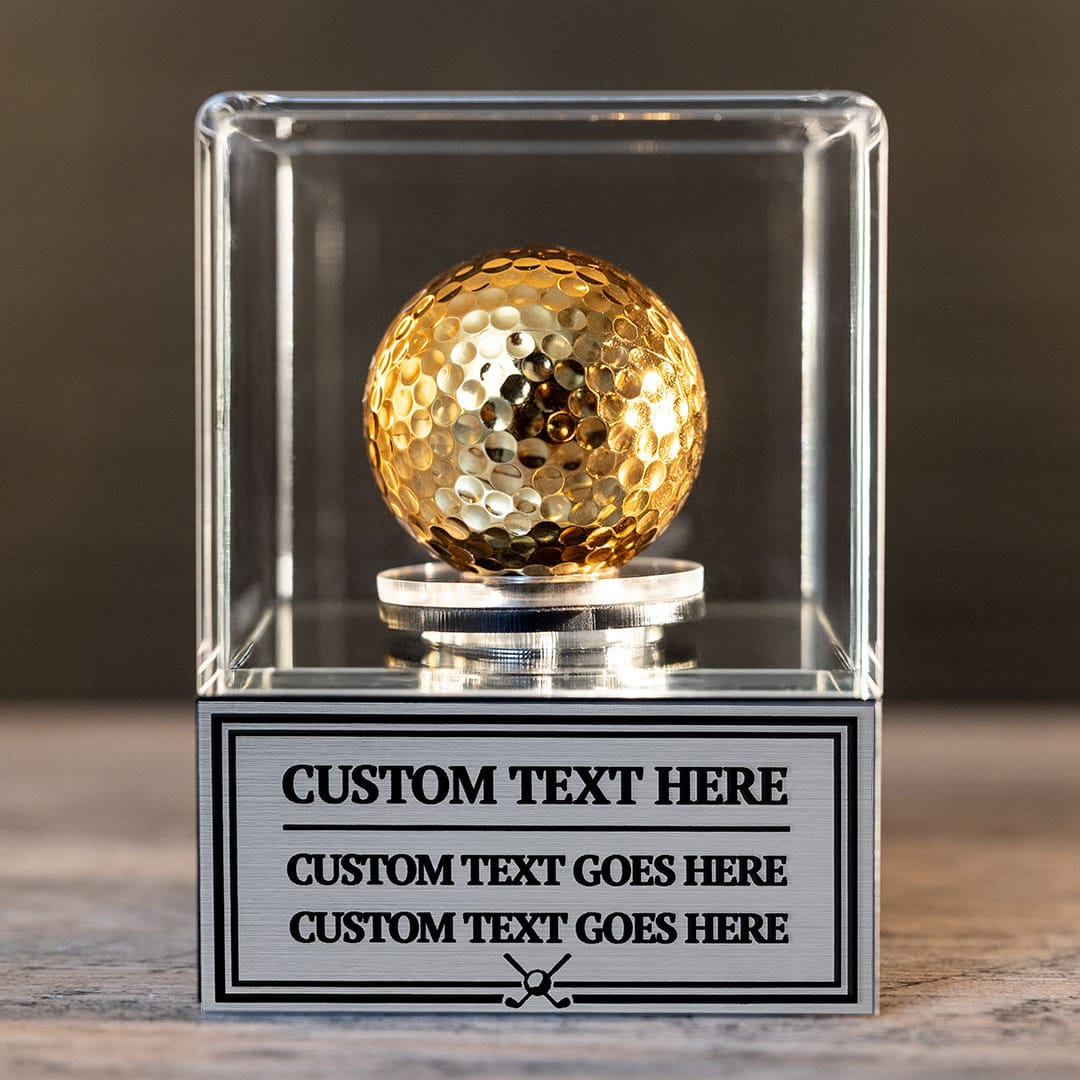 TrophySmack Golden Golf Ball Award Spinning Case