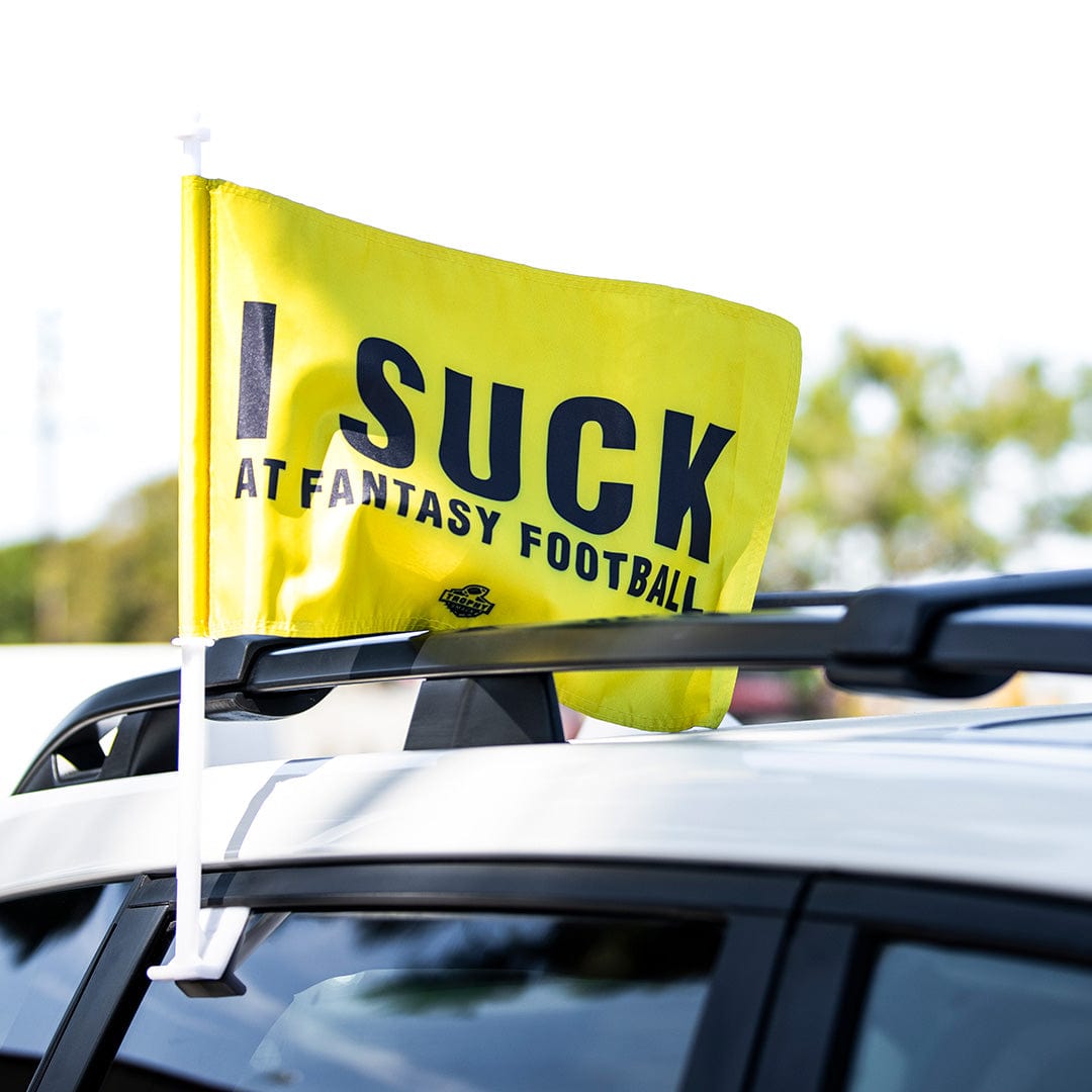 TrophySmack I Suck At Fantasy Football Car Flag