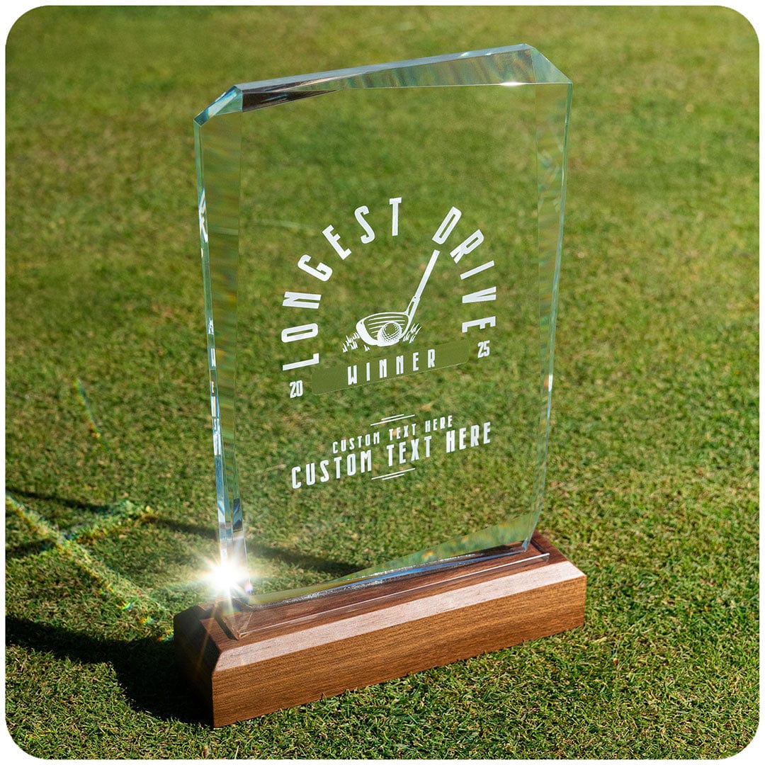 Driving Trophy Longest Drive Custom Crystal Golf Trophy - TrophySmack