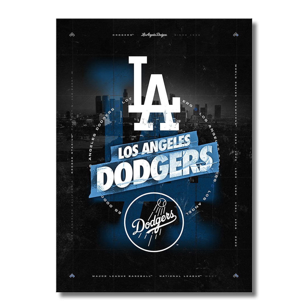 Los Angeles Dodgers City Skyline Stacked - MLB Metal Wall Art