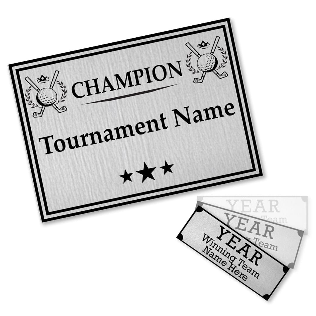 TrophySmack Perpetual Golf Trophy Engravings - SquareBase - Silver - Free