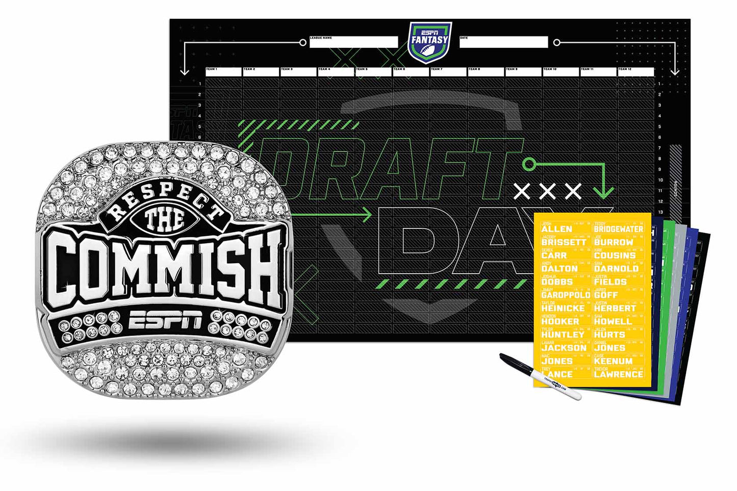 TrophySmack Respect the Commish Ring + 2026 ESPN Draft Board Kit