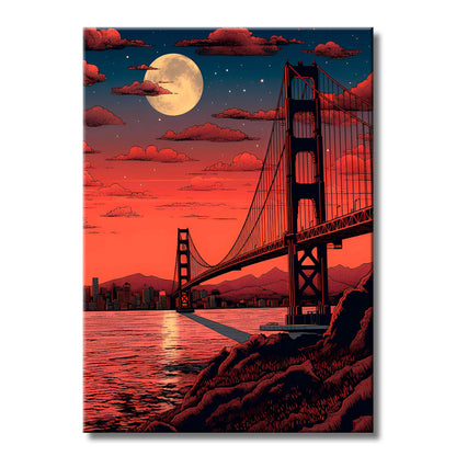 TrophySmack San Fransisco Golden Gate Moon - Metal Wall Art