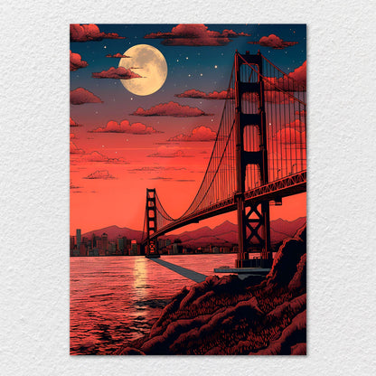 TrophySmack San Fransisco Golden Gate Moon - Metal Wall Art