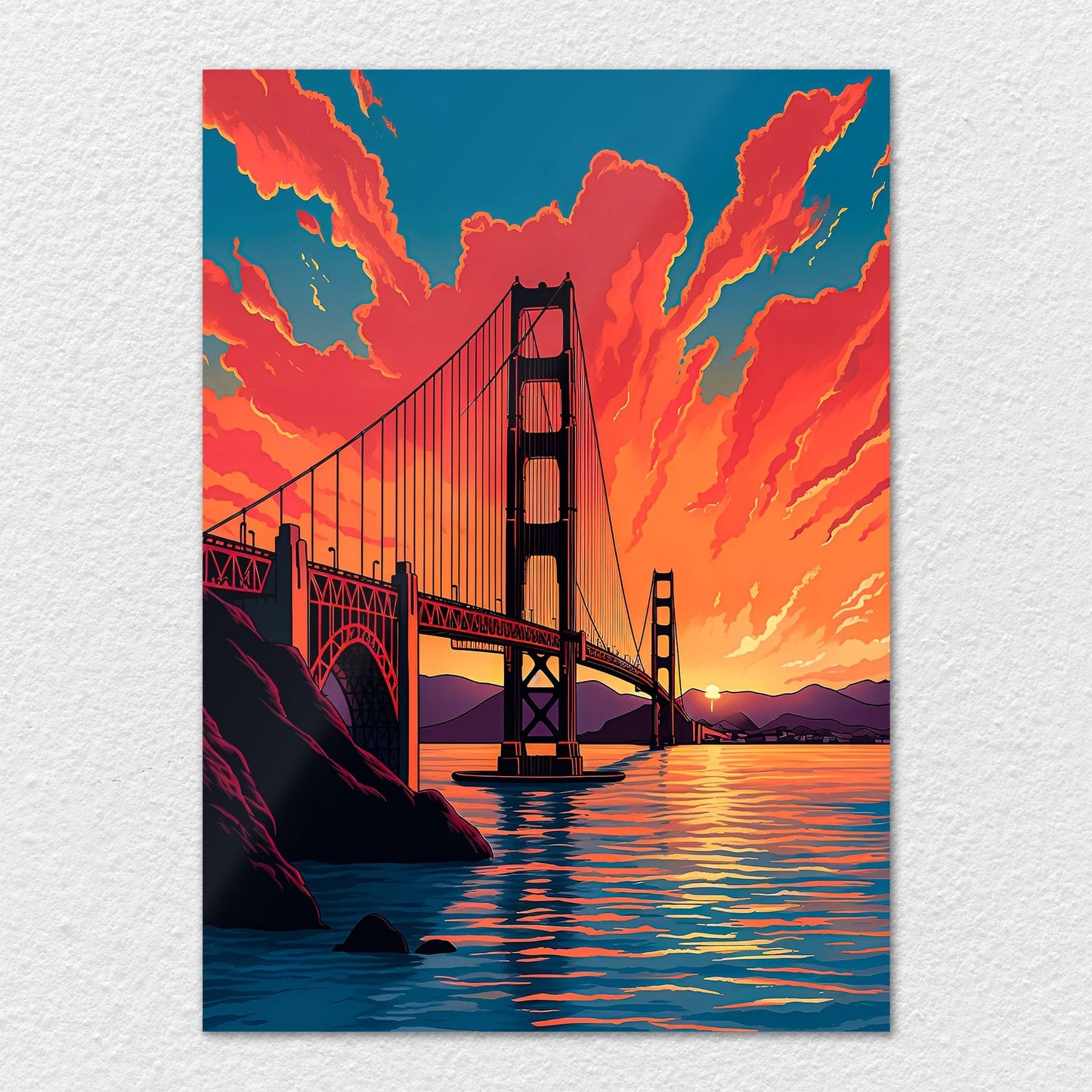 TrophySmack San Fransisco Golden Gate Sunset - Metal Wall Art