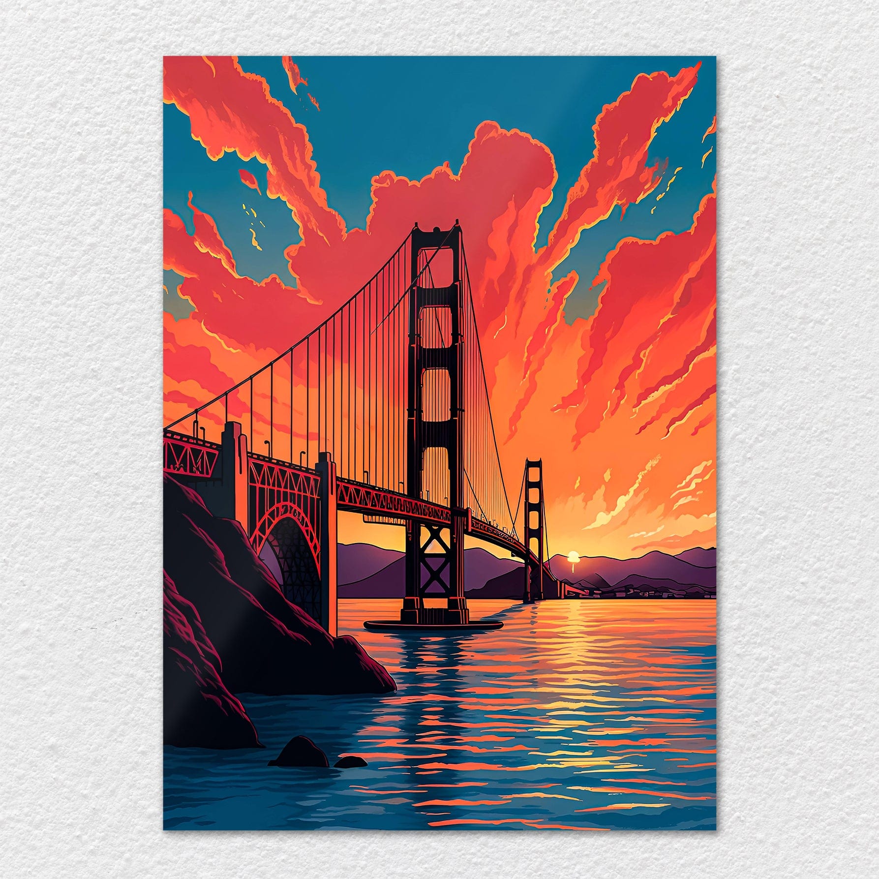 TrophySmack San Fransisco Golden Gate Sunset - Metal Wall Art
