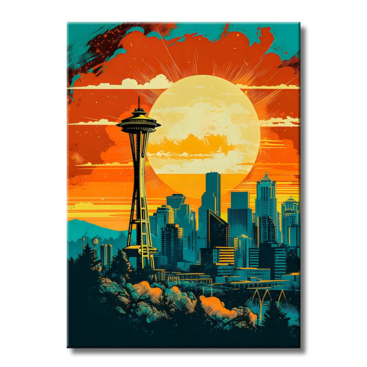 TrophySmack Seattle Skyline Susnet - Metal Wall Art