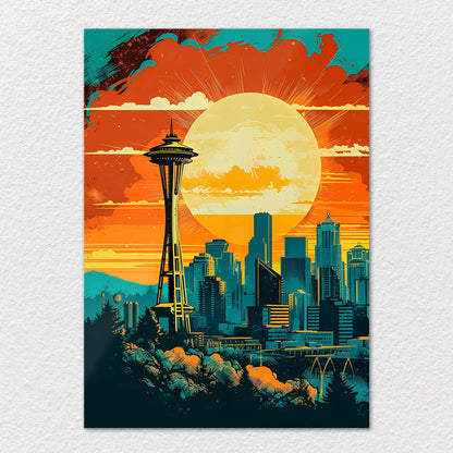 TrophySmack Seattle Skyline Susnet - Metal Wall Art