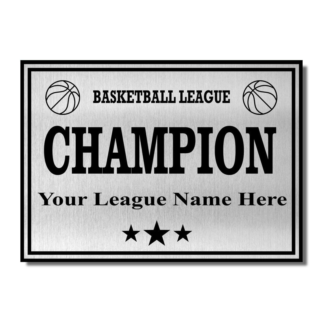 TrophySmack Square Base Basketball / Fantasy Basketball League Plate - Silver