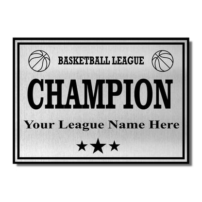 TrophySmack Square Base Basketball / Fantasy Basketball League Plate - Silver