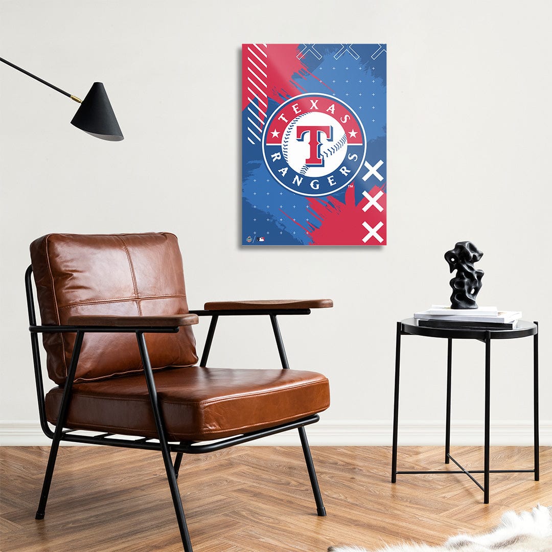 TrophySmack Texas Rangers Stitch Logo - Metal Wall Art