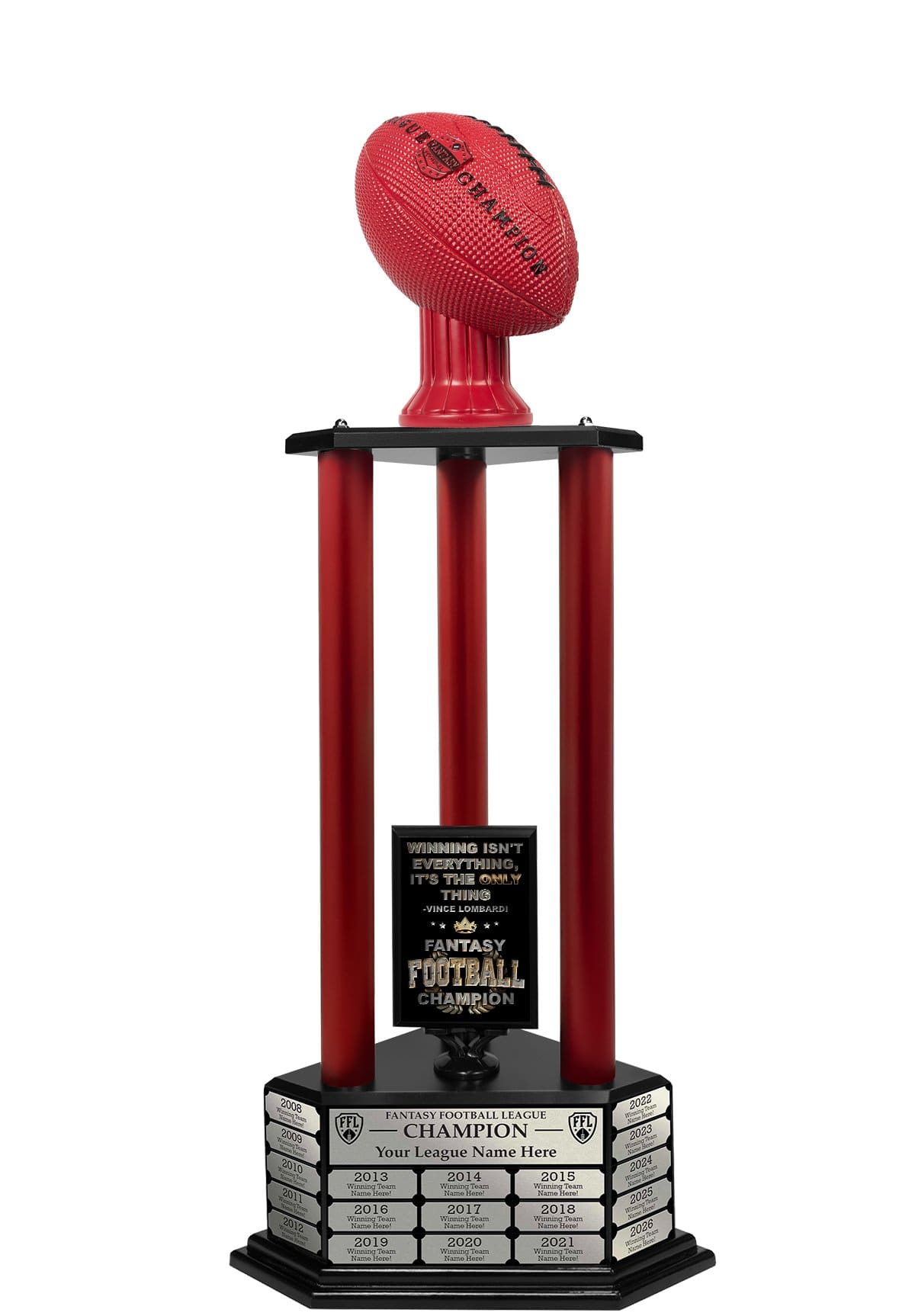 TrophySmack 26"-56" Perpetual Fantasy Football Trophy - Red Football