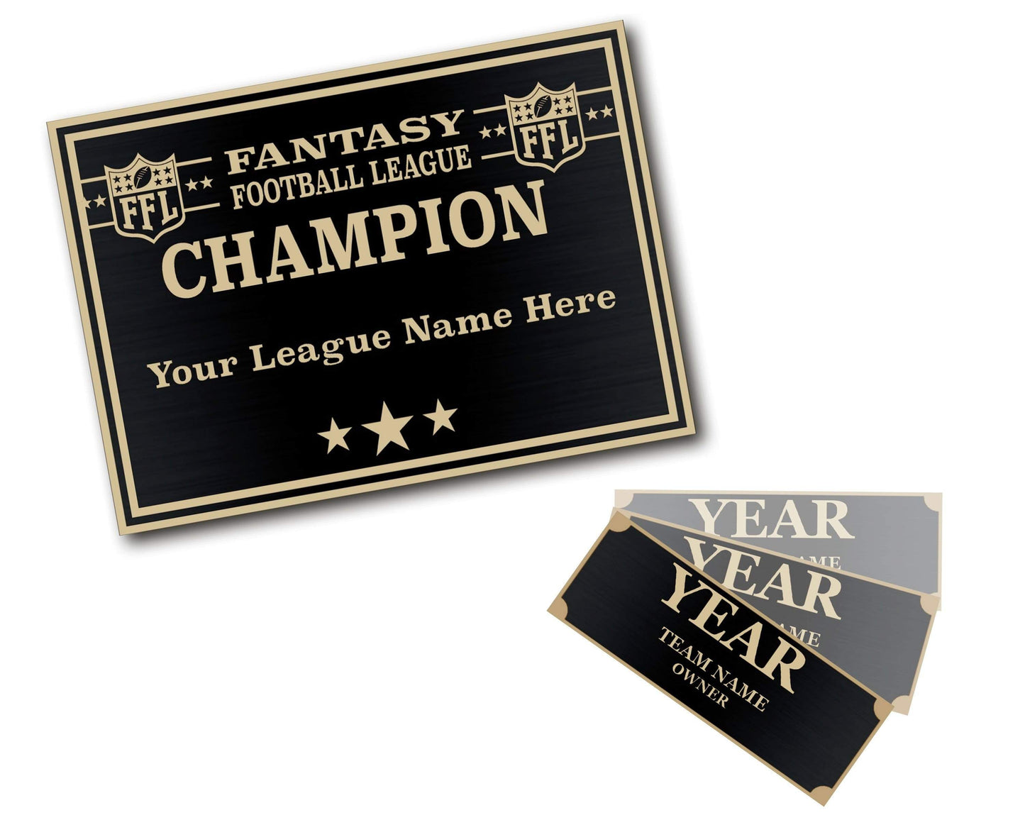 TrophySmack Perpetual Trophy Engravings - Square Base - Fantasy Football - Gold