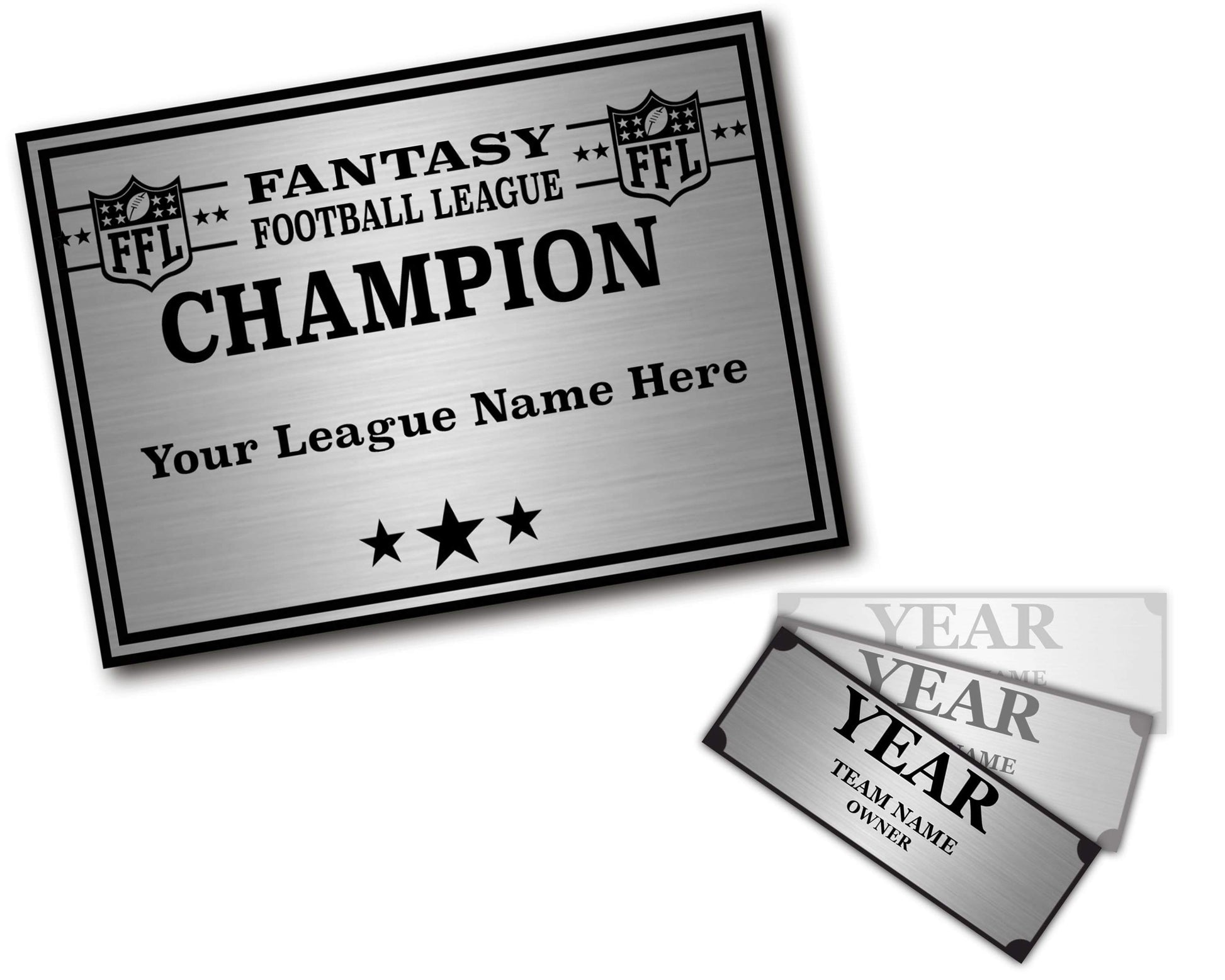 TrophySmack Perpetual Trophy Engravings - Square Base - Fantasy Football - Silver
