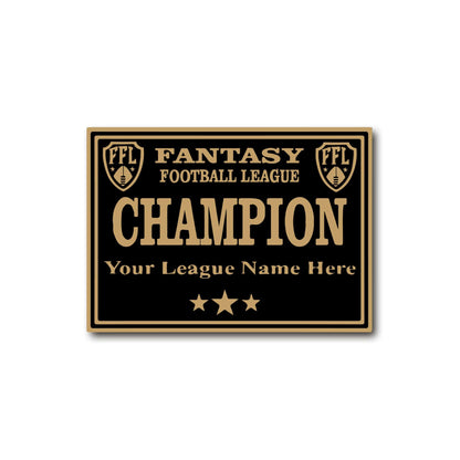 TrophySmack Square Base League Plate - Champion - Black/Gold